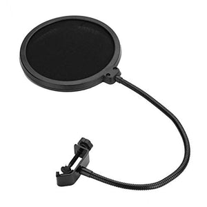 Powerpak PF-100 6 inch Studio Microphone Pop Filter with Gooseneck clip (Black)