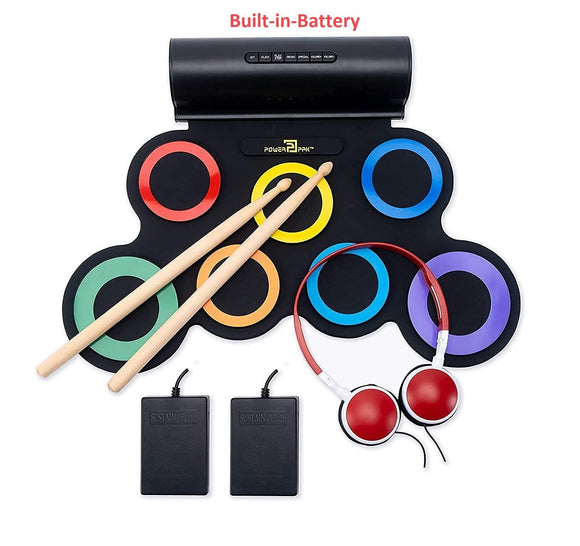Powerpak G3001L-R Electronic Portable Rechargeable Drum Kit (Rainbow)